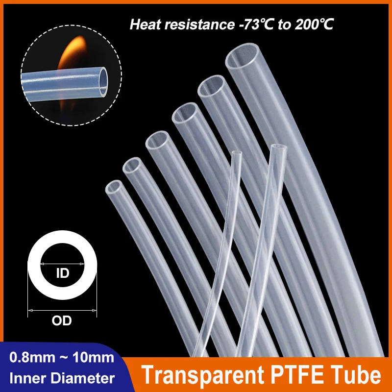 Transparent PTFE Tube Hose Diameter 0.8 1 2 2.5 3 4 5 6 7 8 10 mm FEP Insulated Extruder J-head Rigid Pipe For 3D Printer Parts
Transparent PTFE Tube Hose Diameter 0.8 1 2 2.5 3 4 5 6 7 8 10 mm FEP Insulated Extruder J-head Rigid Pipe For 3D Printer Parts