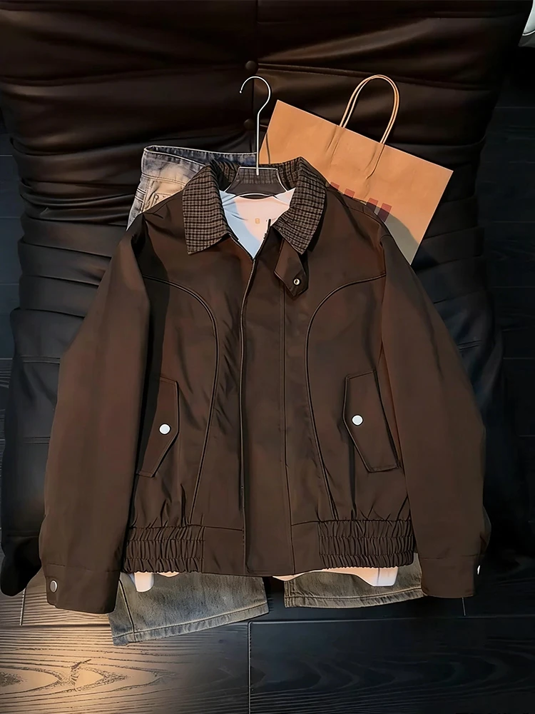 Caramel Plaid Collar Men's Flight Jaet Spring American Deconstructed oulder Baseball orm High-End Sensation Downproof...
Caramel Plaid Collar Men's Flight Jaet Spring American Deconstructed oulder Baseball orm High-End Sensation Downproof...