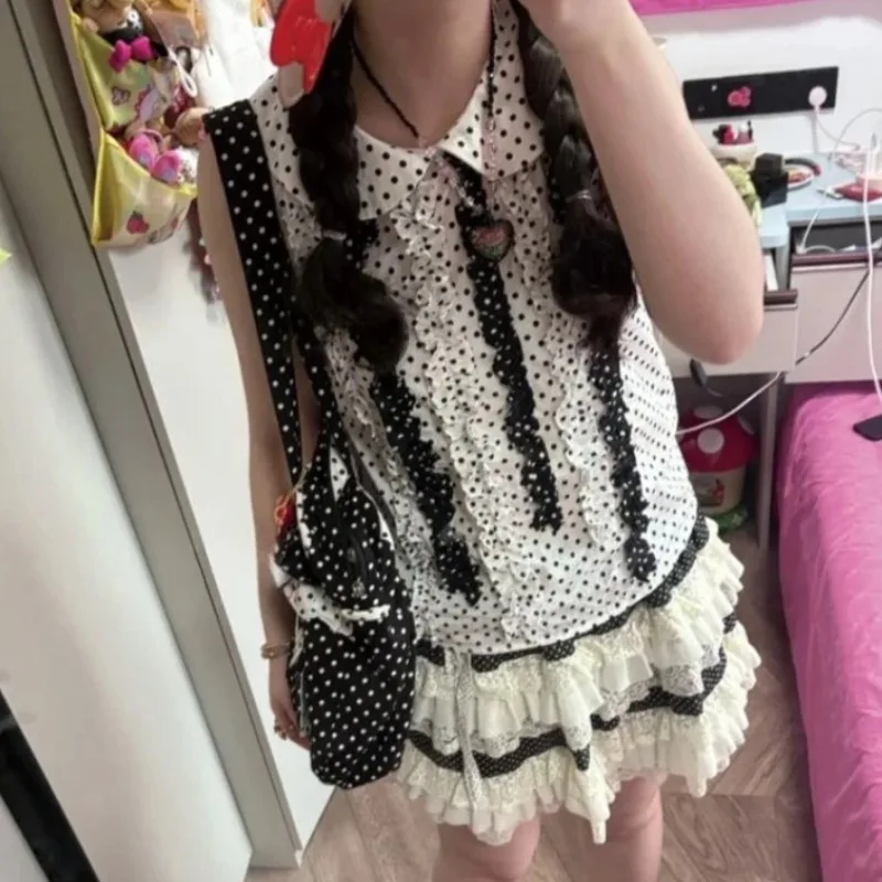 Summer Ancient Style Polka Dot Cake Skirt Set Japanese Light Asian Outfit Top Half Skirt Subculture 2-piece Set 니트 스커트
Summer Ancient Style Polka Dot Cake Skirt Set Japanese Light Asian Outfit Top Half Skirt Subculture 2-piece Set 니트 스커트