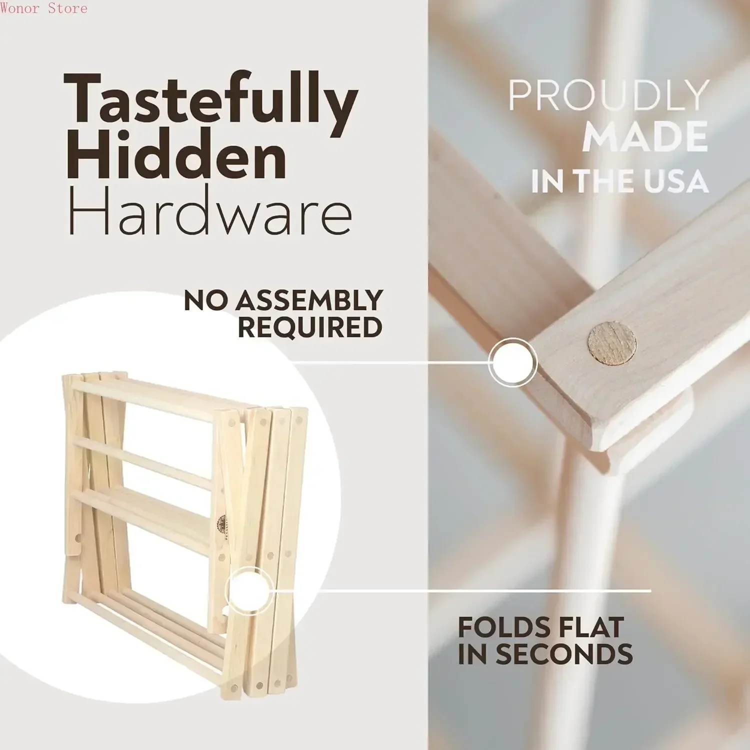 Premium American Maple Clothes Drying Rack - Handcrafted in Pennsylvania - Solid Wood Construction, Collapsible, Eco-Friendly
Premium American Maple Clothes Drying Rack - Handcrafted in Pennsylvania - Solid Wood Construction, Collapsible, Eco-Friendly