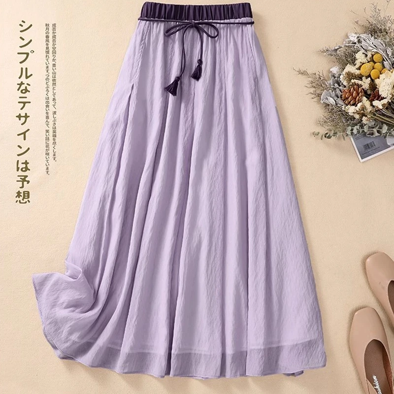 Vintage Cotton and Linen Long Skirt Women Summer Casual Loose Elastic High Waist Lace Up Patchwork Large Swing Skirt
Vintage Cotton and Linen Long Skirt Women Summer Casual Loose Elastic High Waist Lace Up Patchwork Large Swing Skirt