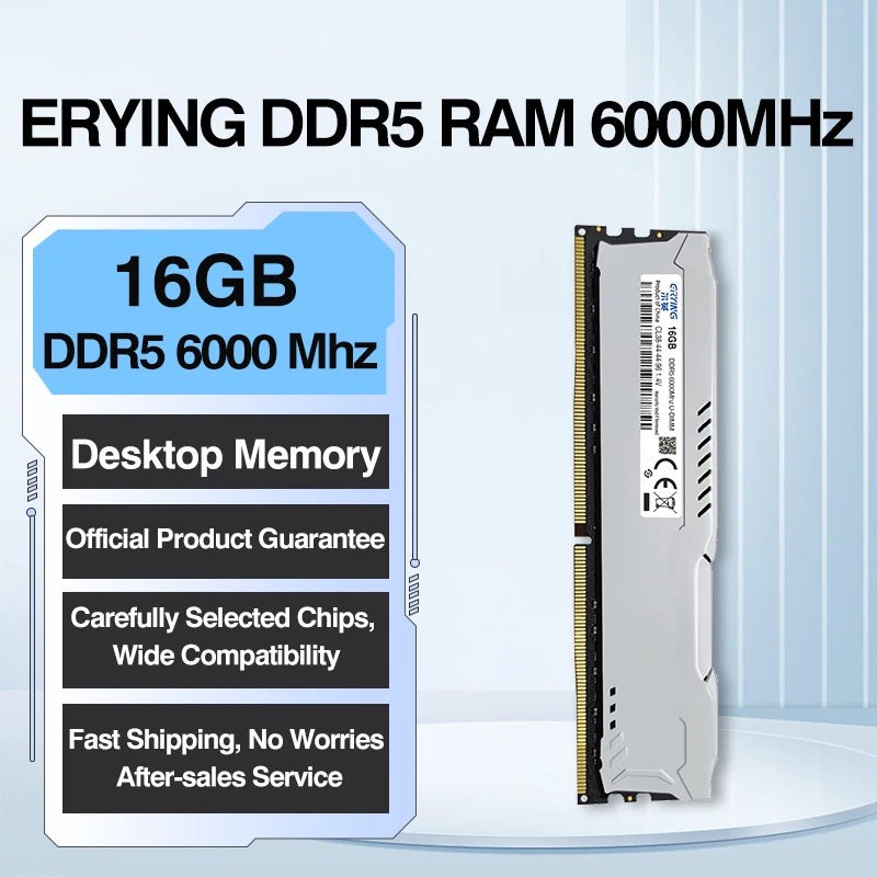 ERYING DDR5 16GB 16GBx2(Total 32GB) Desktop RAM Memory 6000Mhz XMP U-DIMM Gaming Memory Customized for ERYING DDR5 Motherboard
ERYING DDR5 16GB 16GBx2(Total 32GB) Desktop RAM Memory 6000Mhz XMP U-DIMM Gaming Memory Customized for ERYING DDR5 Motherboard