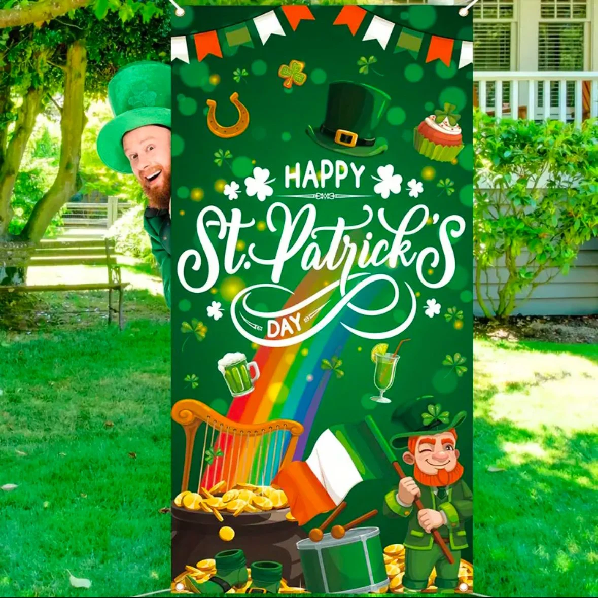 Happy St. Patrick’s Day Door Cover Lucky Shamrock Banner Irish Festival Party Indoor Outdoor Porch Background Decor Photo Props
Happy St. Patrick’s Day Door Cover Lucky Shamrock Banner Irish Festival Party Indoor Outdoor Porch Background Decor Photo Props