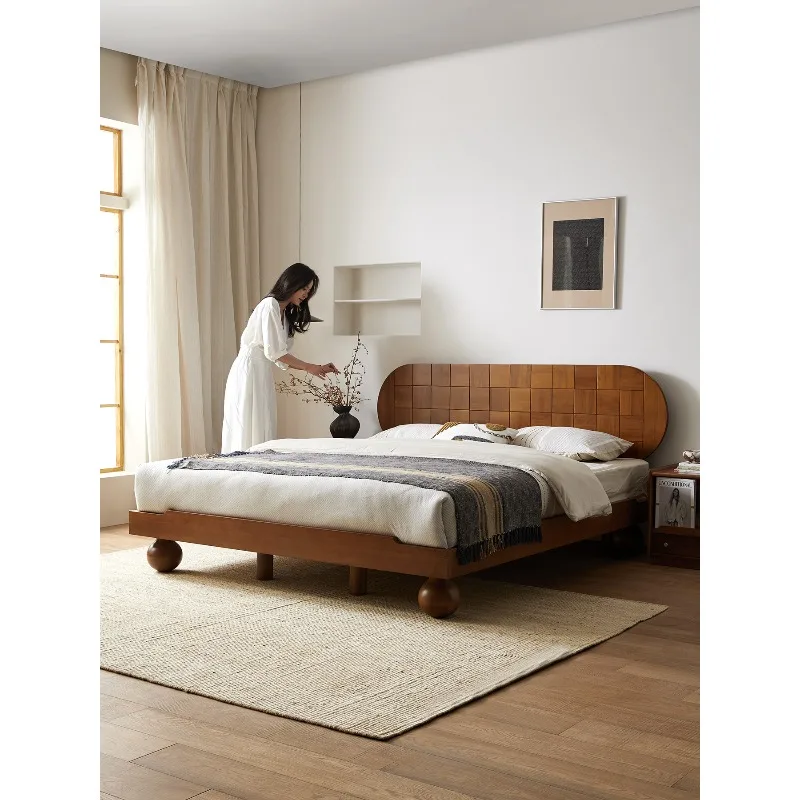 Solid wood double bed row skeleton log bed low bed
Solid wood double bed row skeleton log bed low bed