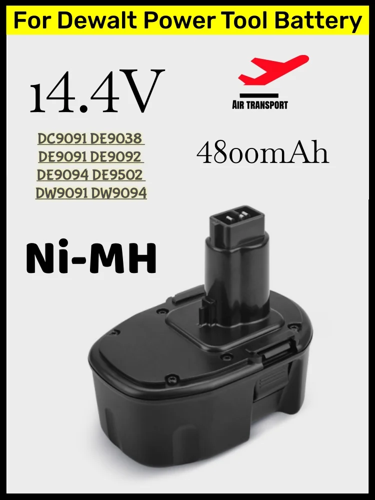 Аккумулятор Ni-MH 4800 мАч для электроинструментов Dewalt 14.4V DC9091 DW9094: электрических гайковертов, литиевых электропил, электродрелей
Аккумулятор Ni-MH 4800 мАч для электроинструментов Dewalt 14.4V DC9091 DW9094: электрических гайковертов, литиевых электропил, электродрелей