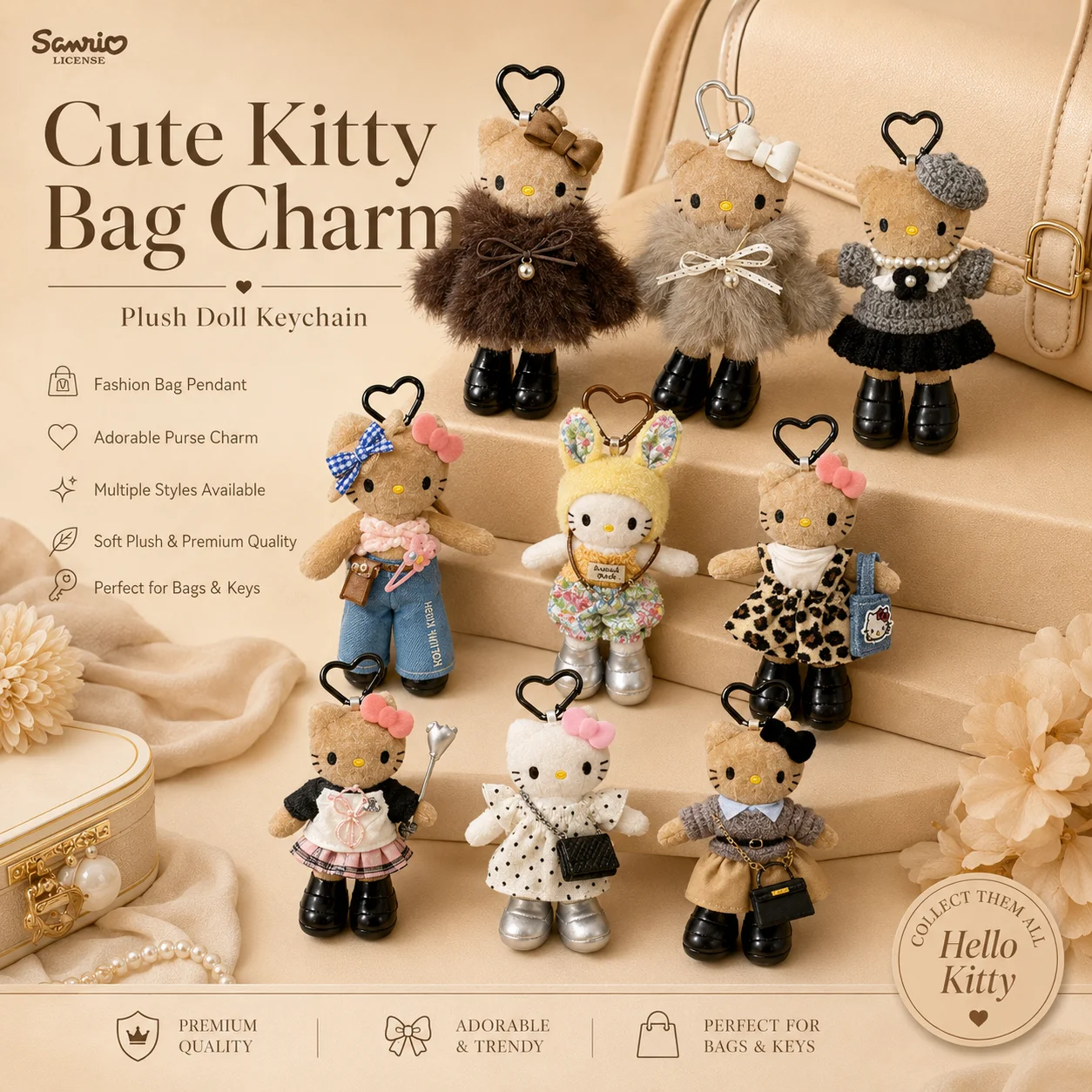 Sanrio Hello Kitty Plush Keychain Kawaii Bag Charm Cute Kitty Pendant Soft Doll Keyring Accessories for Women Kids Gift
Sanrio Hello Kitty Plush Keychain Kawaii Bag Charm Cute Kitty Pendant Soft Doll Keyring Accessories for Women Kids Gift