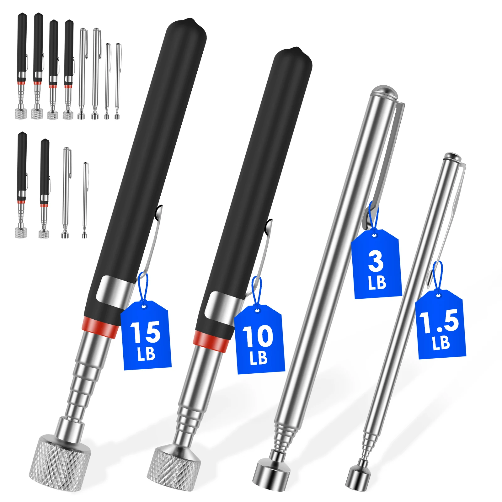 Stainless Steel Magnetic Pick Up Tool 1.5/3/10/15 LB Telescoping Magnet Pickup Rod Sticks Cool Gadgets for Men for Tight Areas
Stainless Steel Magnetic Pick Up Tool 1.5/3/10/15 LB Telescoping Magnet Pickup Rod Sticks Cool Gadgets for Men for Tight Areas