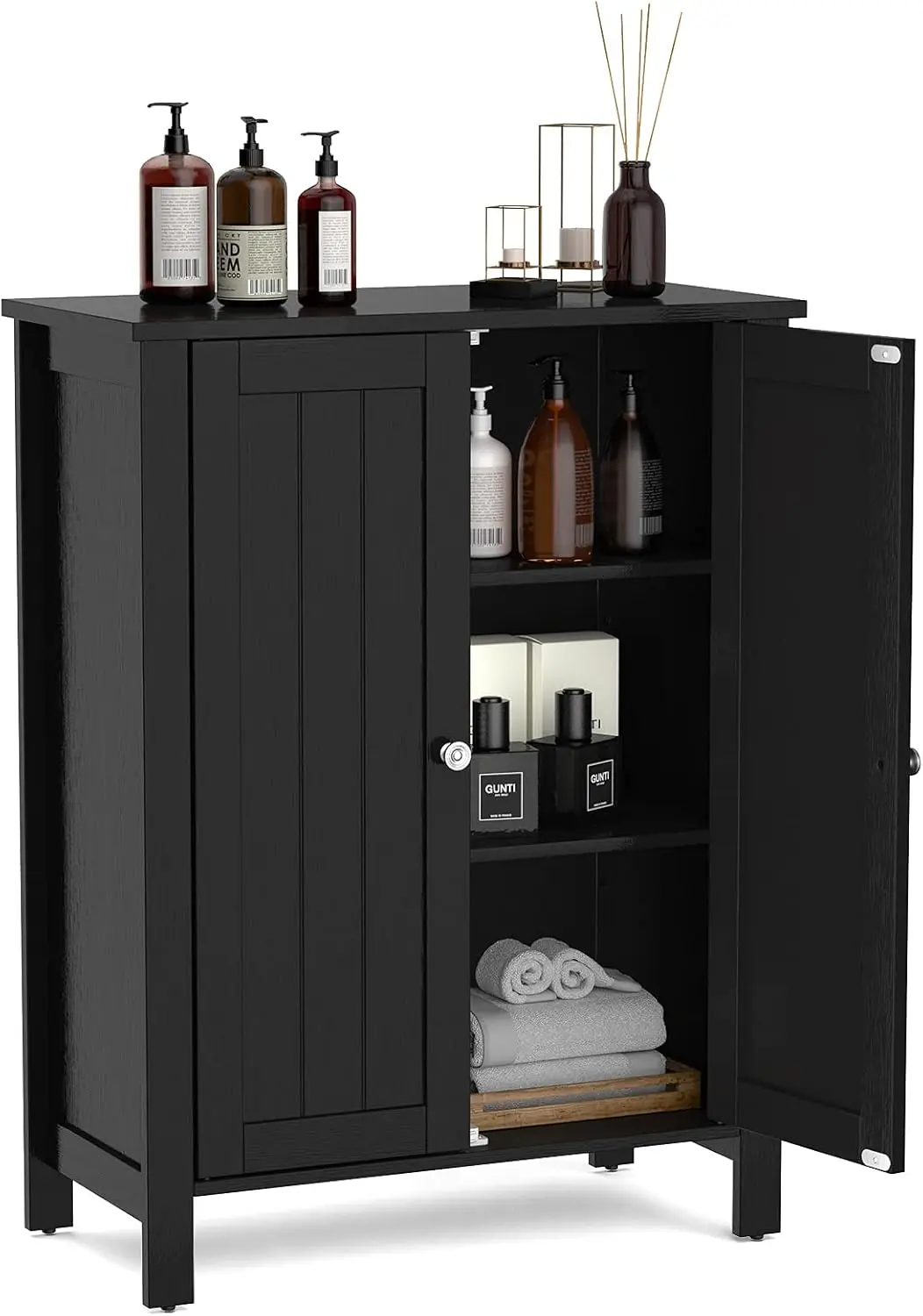 Bathroom Floor Cabinet, Freestanding Organizer Cabinet with 3-Tier Adjustable and Double Doors, Wooden Side Cabinet for Bathr
Bathroom Floor Cabinet, Freestanding Organizer Cabinet with 3-Tier Adjustable and Double Doors, Wooden Side Cabinet for Bathr