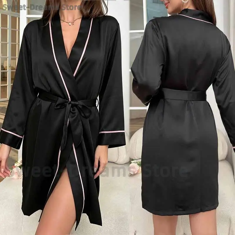 Summer New Women Plus Size Bathrobe Gown Black Long Sleeve Robe Lace-Up Casual Home Wear Sleepwear Loose Home Clothes Nightwear
Summer New Women Plus Size Bathrobe Gown Black Long Sleeve Robe Lace-Up Casual Home Wear Sleepwear Loose Home Clothes Nightwear