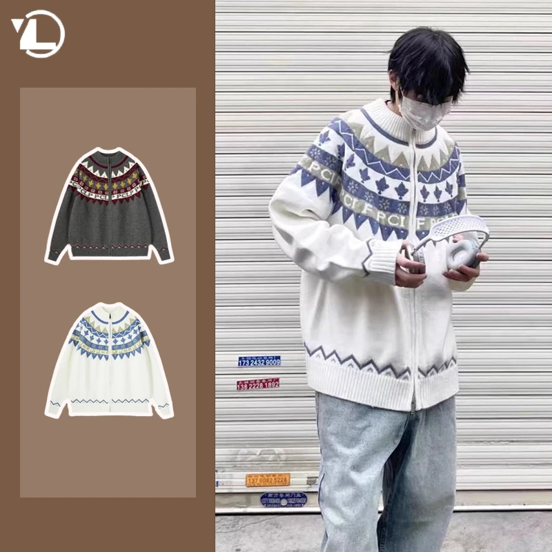 Autumn Vintage Color Blocked Cardigan Mens Japanese College Casual Diamond Patterned Sweater Round Neck Zipper Knit Jacket
Autumn Vintage Color Blocked Cardigan Mens Japanese College Casual Diamond Patterned Sweater Round Neck Zipper Knit Jacket
