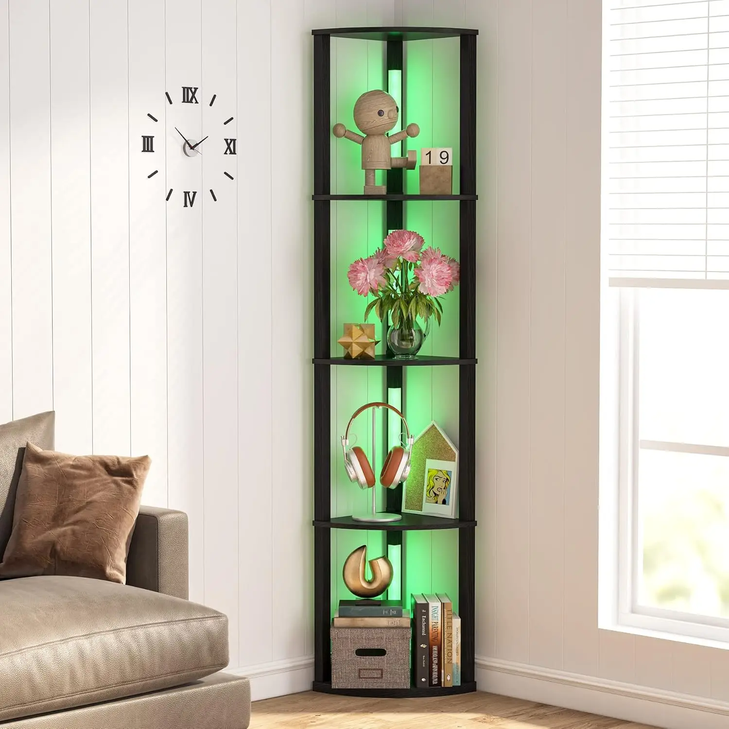 Corner Floor Lamp with 6 Lights, Corner Display Bookshelf Standing Curio Shelf Unit and LED Light Combo for Living Room Bedroom
Corner Floor Lamp with 6 Lights, Corner Display Bookshelf Standing Curio Shelf Unit and LED Light Combo for Living Room Bedroom