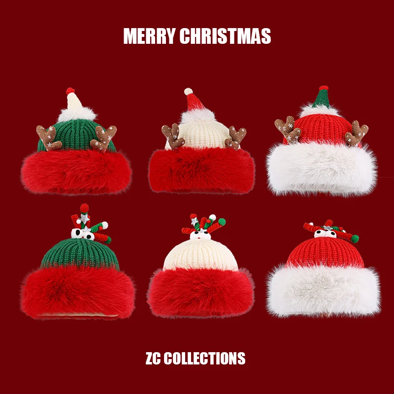 Xmas Holiday-Themed Winter Hat Christmas Reindeer Knit Beanie Plush Fur Trim Cute Deer Antlers Santa Style Cap for Men and Women
Xmas Holiday-Themed Winter Hat Christmas Reindeer Knit Beanie Plush Fur Trim Cute Deer Antlers Santa Style Cap for Men and Women