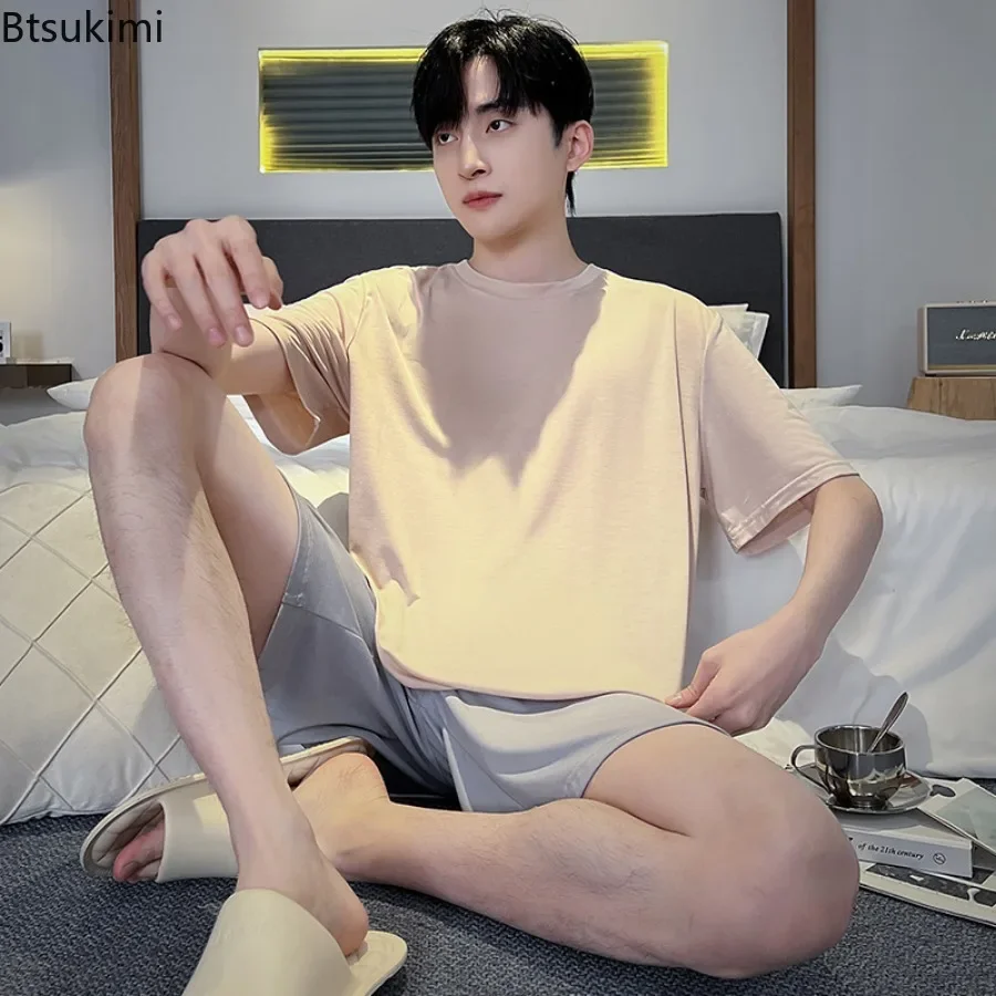 New Simple Casual Pajamas Sets Men's Summer Short-sleeved Shorts Cotton Home Wear Loose Comfortable Sleepwear Men's Lounge Sets
New Simple Casual Pajamas Sets Men's Summer Short-sleeved Shorts Cotton Home Wear Loose Comfortable Sleepwear Men's Lounge Sets