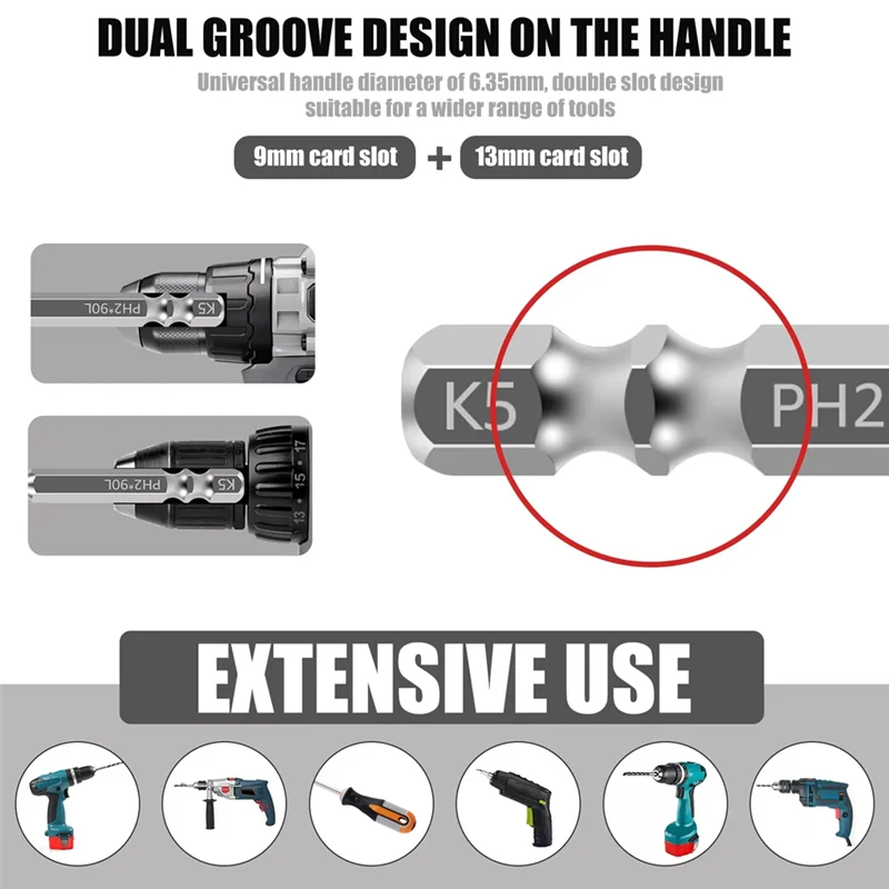 LNHF K5 Impact Screwdriver Bits 11Pcs Driver Bit Anti-Slip Magnetic Drill Bits Teethphillips Cross Head Electric Drill Set
LNHF K5 Impact Screwdriver Bits 11Pcs Driver Bit Anti-Slip Magnetic Drill Bits Teethphillips Cross Head Electric Drill Set
