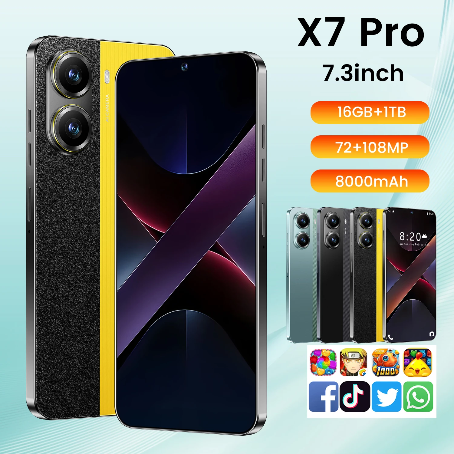 2025 New X7 Pro HOT 7.3HD Global Edition Original Smart Dual Card 7800mAh Battery Facial Recognition Function
2025 New X7 Pro HOT 7.3HD Global Edition Original Smart Dual Card 7800mAh Battery Facial Recognition Function