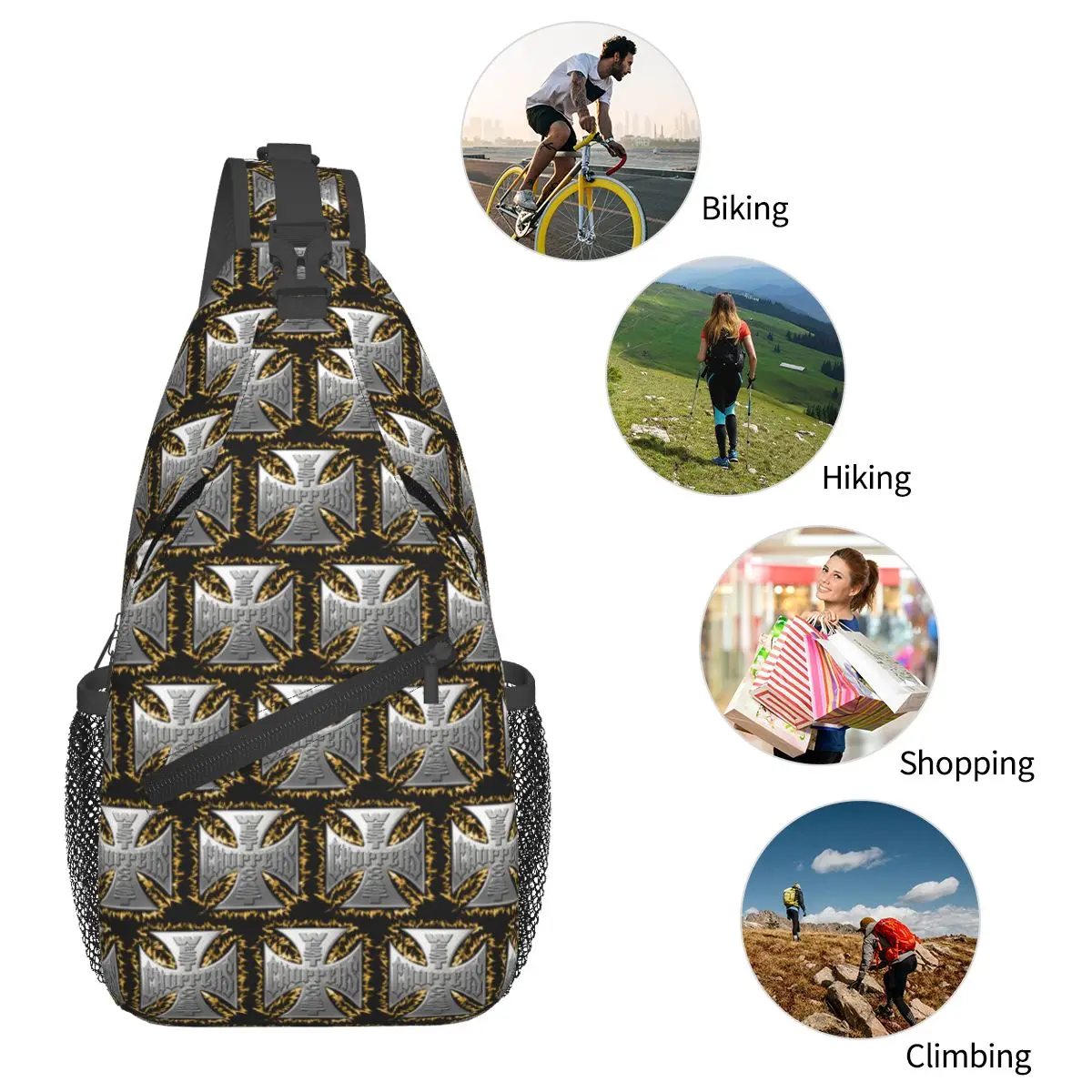 Cool West Coast Iron Cross Choppers Chest Bag Men Sling Crossbody Backpack Chest Bag Travel Hiking Daypack Shoulder Bag
Cool West Coast Iron Cross Choppers Chest Bag Men Sling Crossbody Backpack Chest Bag Travel Hiking Daypack Shoulder Bag
