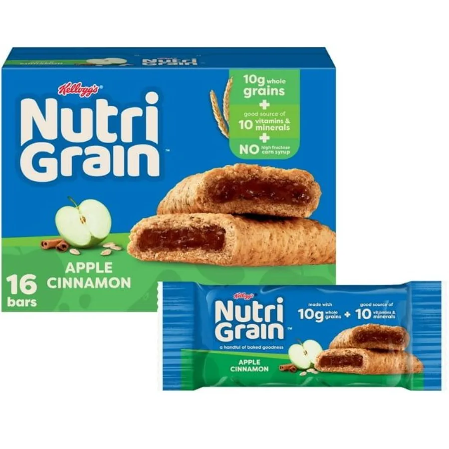 Kellogg's NutriGrain Apple Cinnamon Chewy Breakfast Bars Made with 10g Whole Grains 20.8 oz 16 Count
Kellogg's NutriGrain Apple Cinnamon Chewy Breakfast Bars Made with 10g Whole Grains 20.8 oz 16 Count