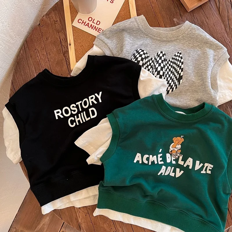Children Clothing Teen Boys Top Shirts Summer Boy Clothes Fake Two Pieces Short-sleeved T-shirt Kids Short Sleeve Patchwork Vest
Children Clothing Teen Boys Top Shirts Summer Boy Clothes Fake Two Pieces Short-sleeved T-shirt Kids Short Sleeve Patchwork Vest