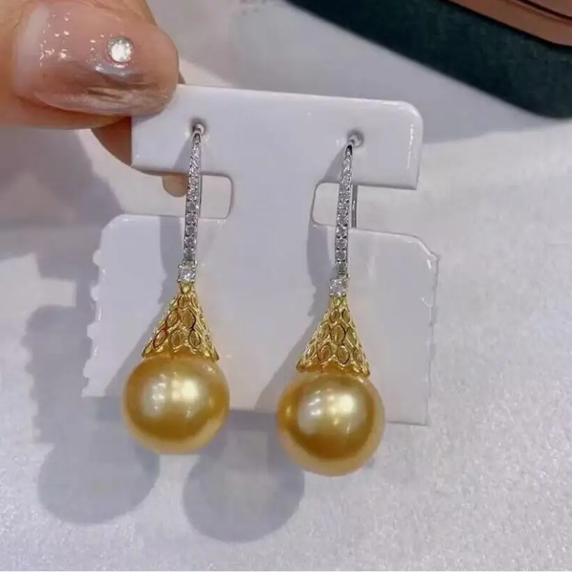 gorgeous 11-12mm 10-11mm south sea round gold pearl dangle earring 925s
gorgeous 11-12mm 10-11mm south sea round gold pearl dangle earring 925s