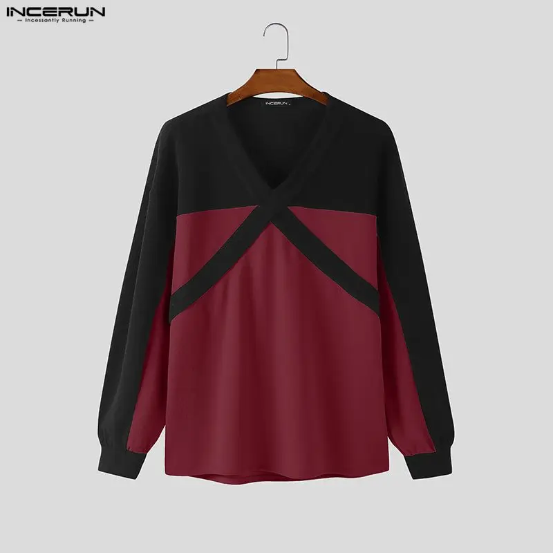 INCERUN Men T Shirt Patchwork Color-block V Neck Long Sleeve Male Tee Tops Streetwear Korean Style Fashion Casual Men Clothing
INCERUN Men T Shirt Patchwork Color-block V Neck Long Sleeve Male Tee Tops Streetwear Korean Style Fashion Casual Men Clothing