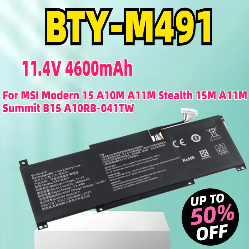 Новый аккумулятор для ноутбука 4600 мАч, 11,4 В, 52,4 Втч BTY-M491 для MSI Modern 15 A10M A11M Stealth 15M A11M Summit B15 A10RB-041TW
Новый аккумулятор для ноутбука 4600 мАч, 11,4 В, 52,4 Втч BTY-M491 для MSI Modern 15 A10M A11M Stealth 15M A11M Summit B15 A10RB-041TW