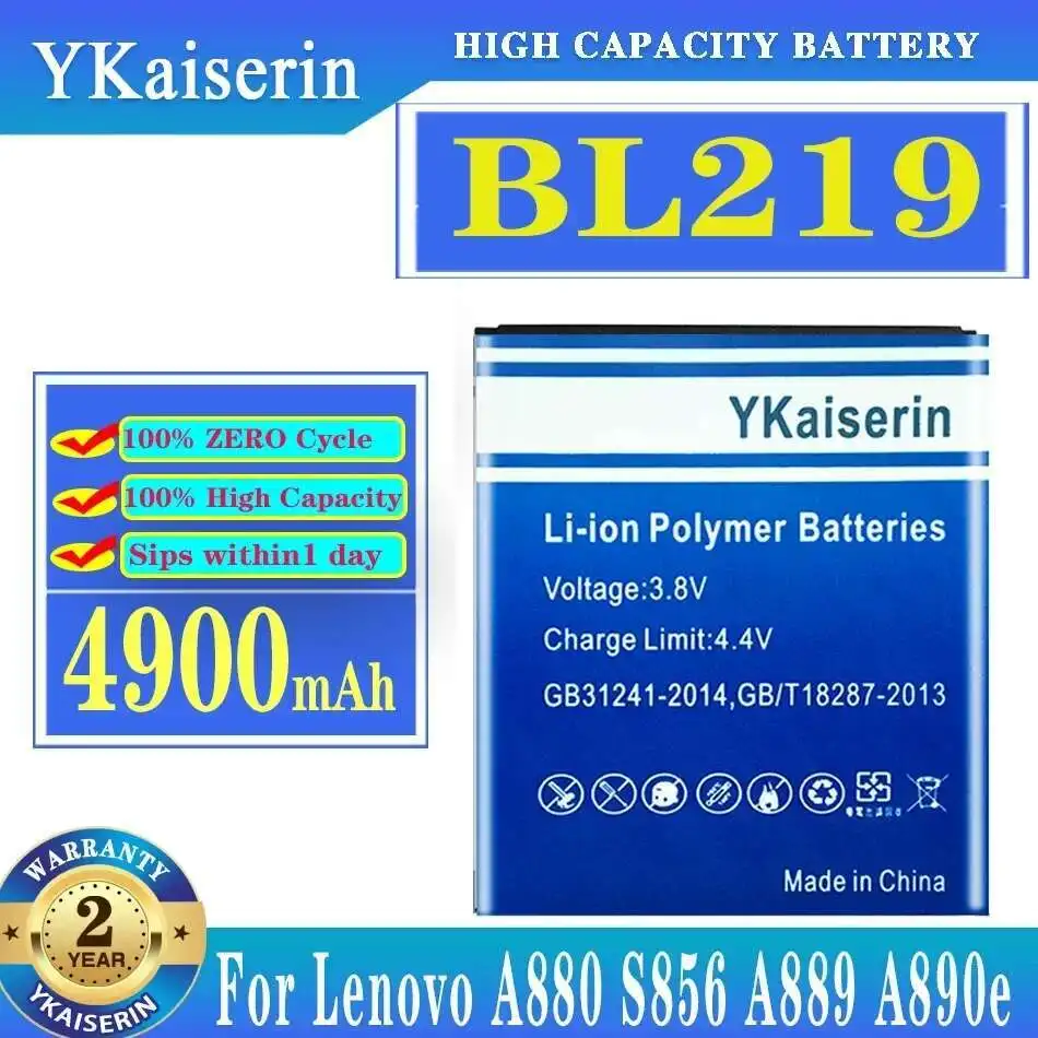 Premium Replacement BL219 4900Mah Mobile Phone Battery Long Lasting For Lenovo A880 S856 A889 A890e S810t A850+ A916
Premium Replacement BL219 4900Mah Mobile Phone Battery Long Lasting For Lenovo A880 S856 A889 A890e S810t A850+ A916