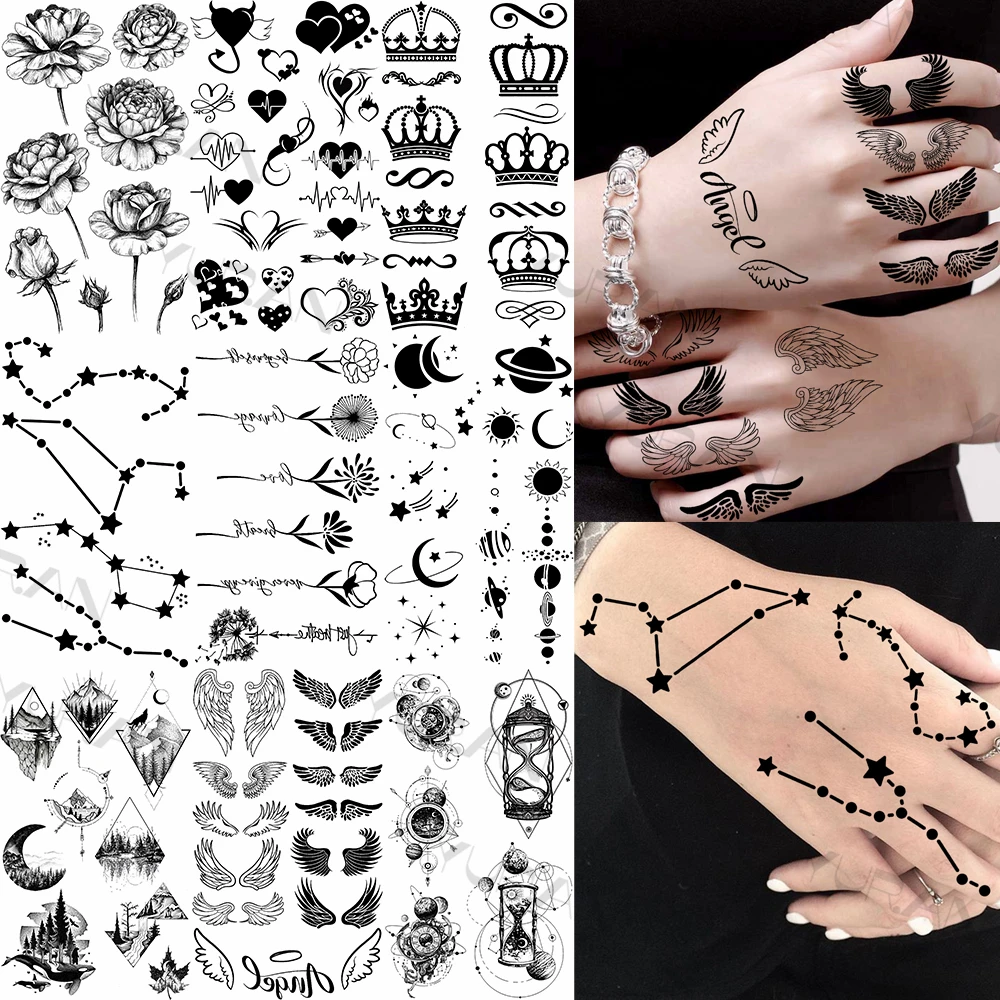 Realistic Wing Constellation Temporary Tattoos For Women Adult Fake Flowers Crown Cosmic Tattoo Sticker Finger Sexy Small Tatoos
Realistic Wing Constellation Temporary Tattoos For Women Adult Fake Flowers Crown Cosmic Tattoo Sticker Finger Sexy Small Tatoos