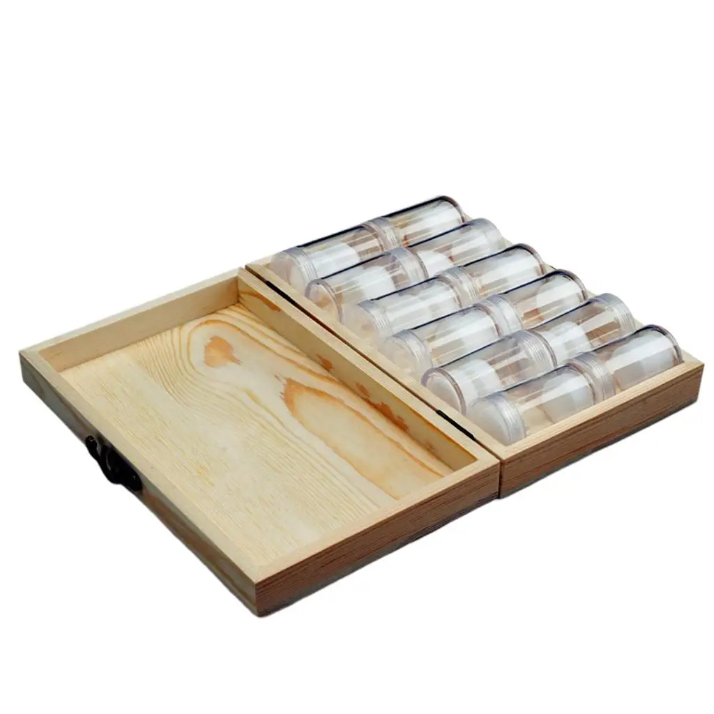 12x Transparent Coin Storage Bottle with Wooden Storage Box Collectible Set
12x Transparent Coin Storage Bottle with Wooden Storage Box Collectible Set