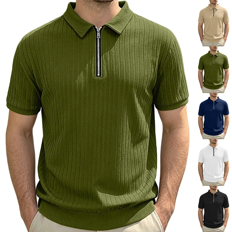 2026 New Style Men's Striped Knitted Polo Shirt - Half-zip Collar Short Sleeve Solid Color Outdoor Sports Casual Summer T-Shirt
2026 New Style Men's Striped Knitted Polo Shirt - Half-zip Collar Short Sleeve Solid Color Outdoor Sports Casual Summer T-Shirt