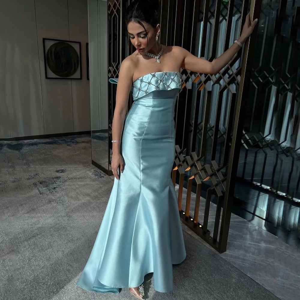 Flechazo Strapless Mermaid Evening Dress Classic Satin with Beading Floor Length Ladies Banquet and Wedding Party Custom Gowns
Flechazo Strapless Mermaid Evening Dress Classic Satin with Beading Floor Length Ladies Banquet and Wedding Party Custom Gowns