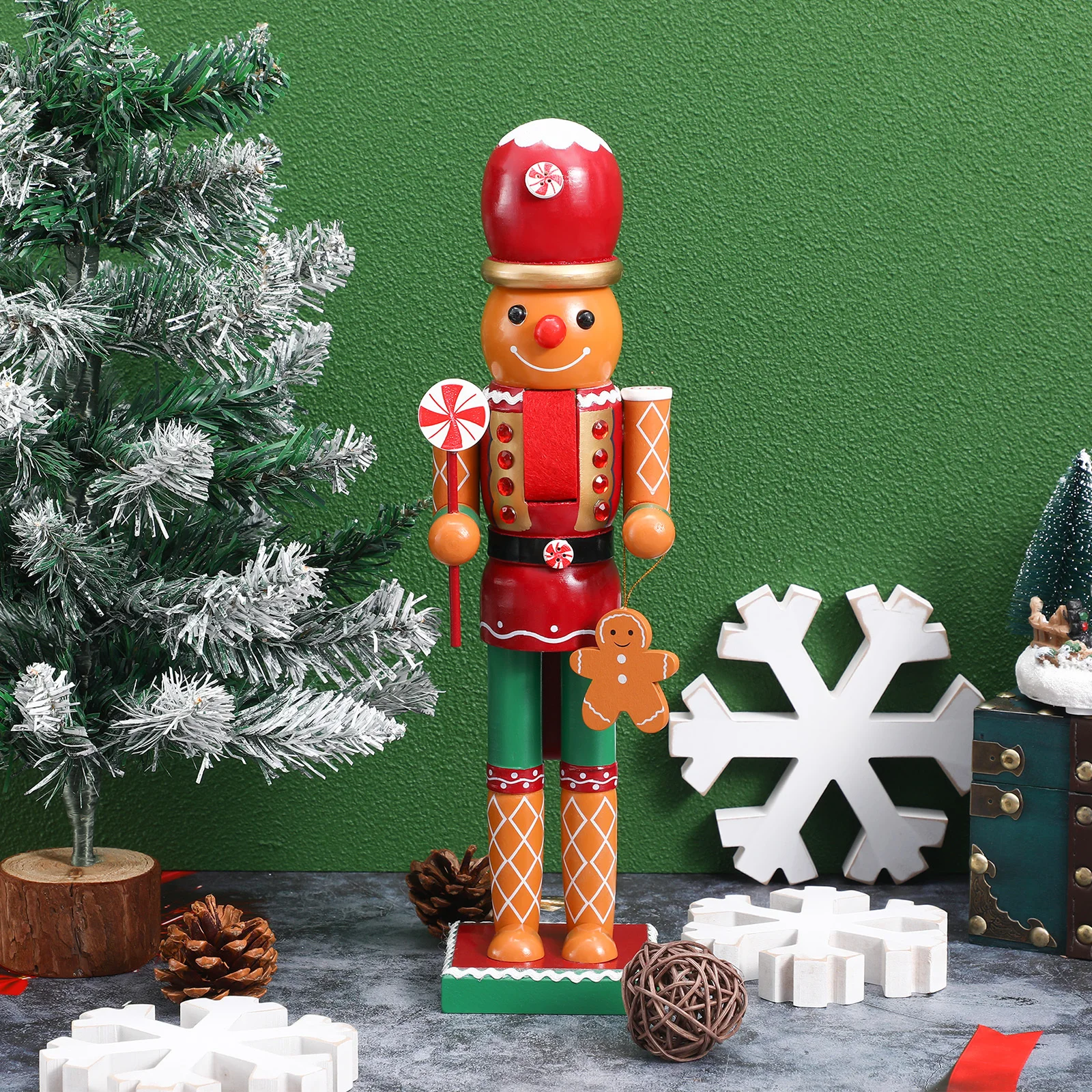 1pc Wooden Gingerbread Man Decor Nutcracker Figure Handcrafted Xmas Desktop Ornament Holiday Party Scene Eco Friendly Painted
1pc Wooden Gingerbread Man Decor Nutcracker Figure Handcrafted Xmas Desktop Ornament Holiday Party Scene Eco Friendly Painted