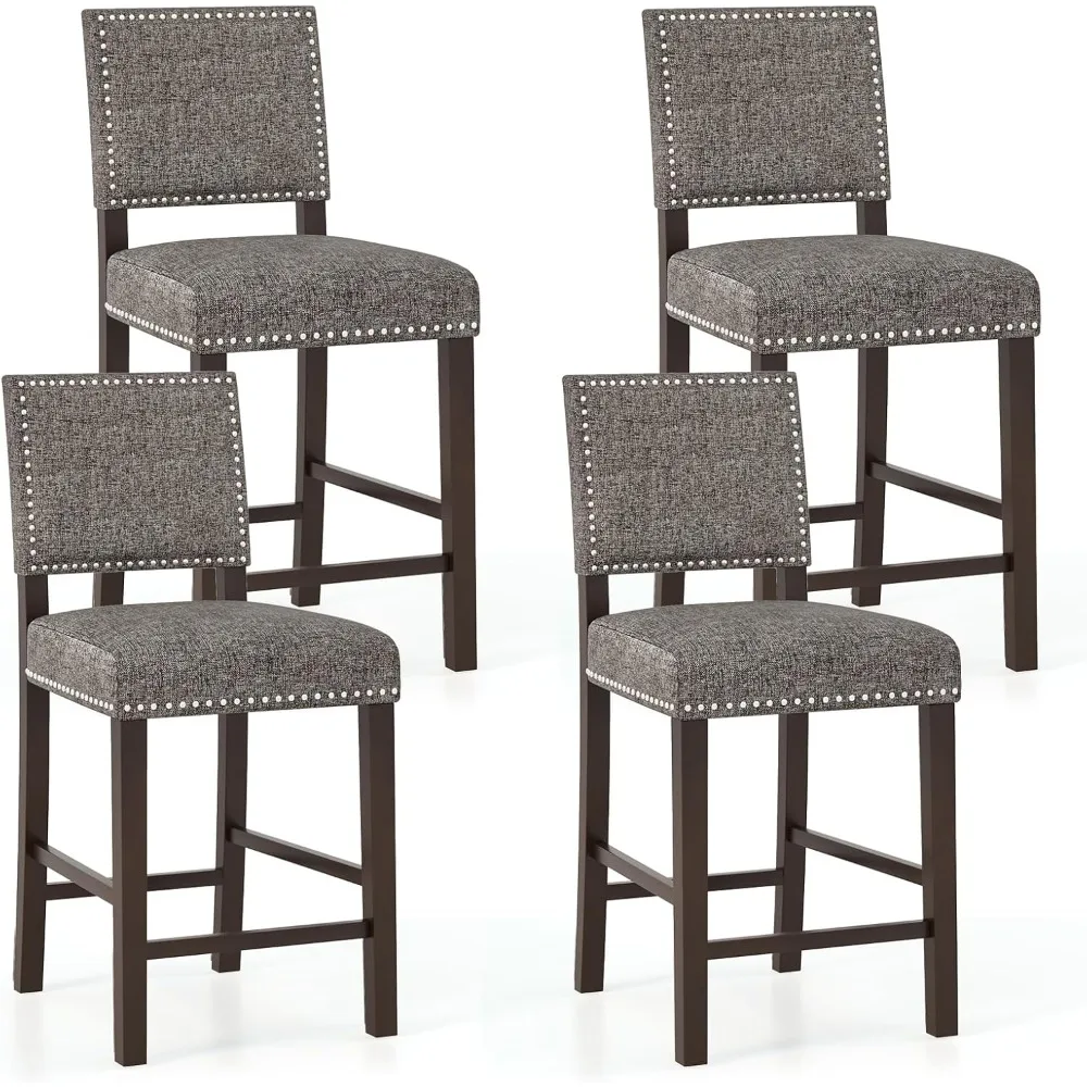 Bar Stools , 26" Counter Height Stools w/Solid Rubber Wood Legs & Footrest, Modern Linen Fabric Bar Dining Chair
Bar Stools , 26" Counter Height Stools w/Solid Rubber Wood Legs & Footrest, Modern Linen Fabric Bar Dining Chair