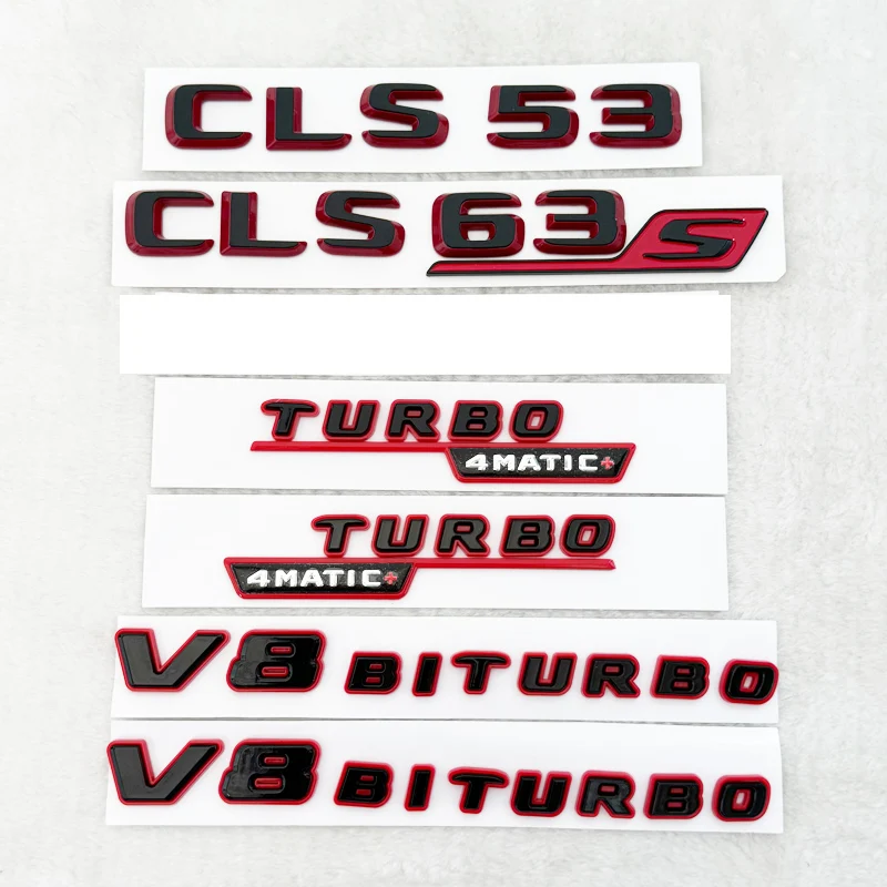 Glossy Black Red 3D ABS Car Letter Logo Replacement Badge CLS 53 63S TURBO 4MATIC V8 BITURBO Auto Rear Tail Side Fender Decorati
Glossy Black Red 3D ABS Car Letter Logo Replacement Badge CLS 53 63S TURBO 4MATIC V8 BITURBO Auto Rear Tail Side Fender Decorati