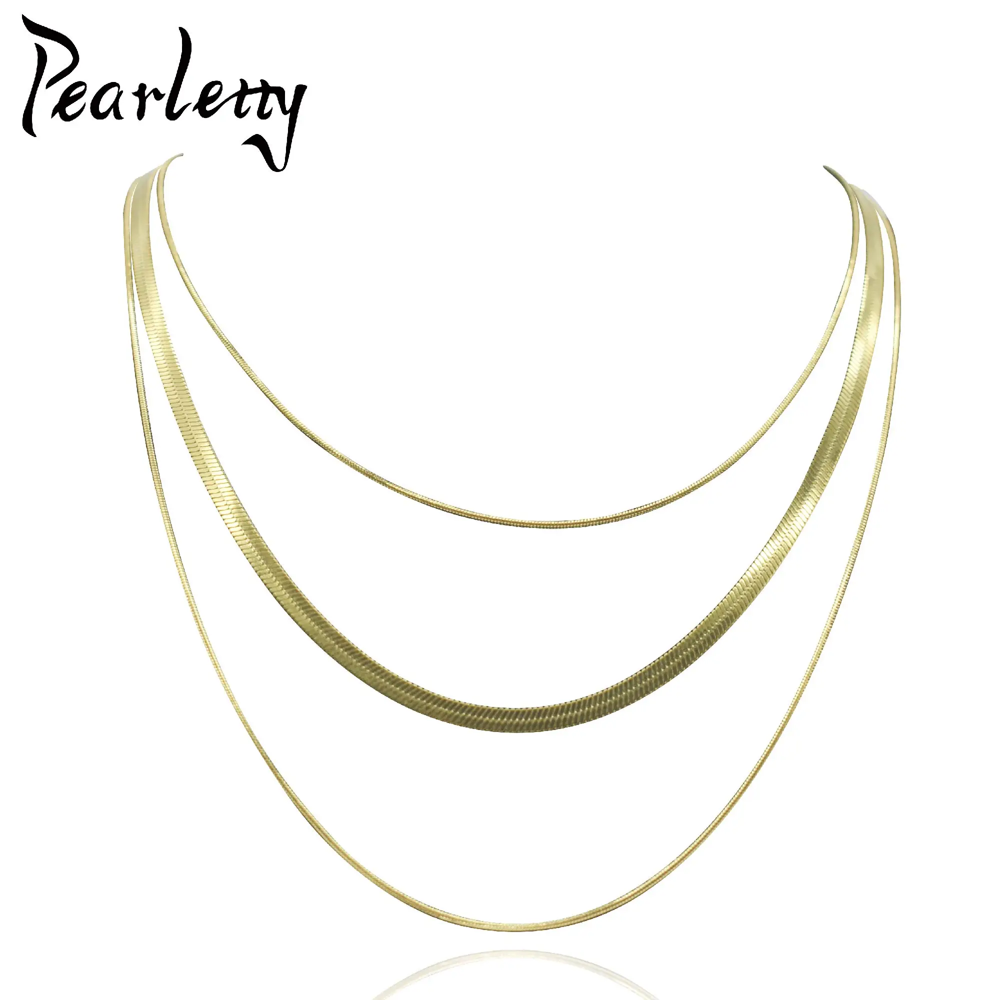 Triple layered Snake Chain Necklace Flat Stainless Steel Non Tarnish Jewelry 18k Gold Plated Flat Herringbone Chain Ne Metal Col
Triple layered Snake Chain Necklace Flat Stainless Steel Non Tarnish Jewelry 18k Gold Plated Flat Herringbone Chain Ne Metal Col