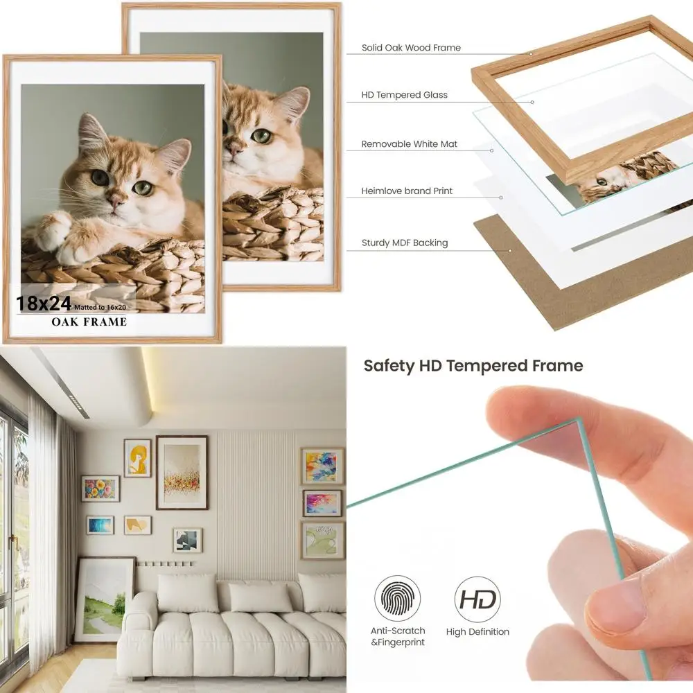 Natural Oak Wall & Table Picture Frame, Premium 18x24 for 16x20 Photos, 2-Pack with Glass
Natural Oak Wall & Table Picture Frame, Premium 18x24 for 16x20 Photos, 2-Pack with Glass