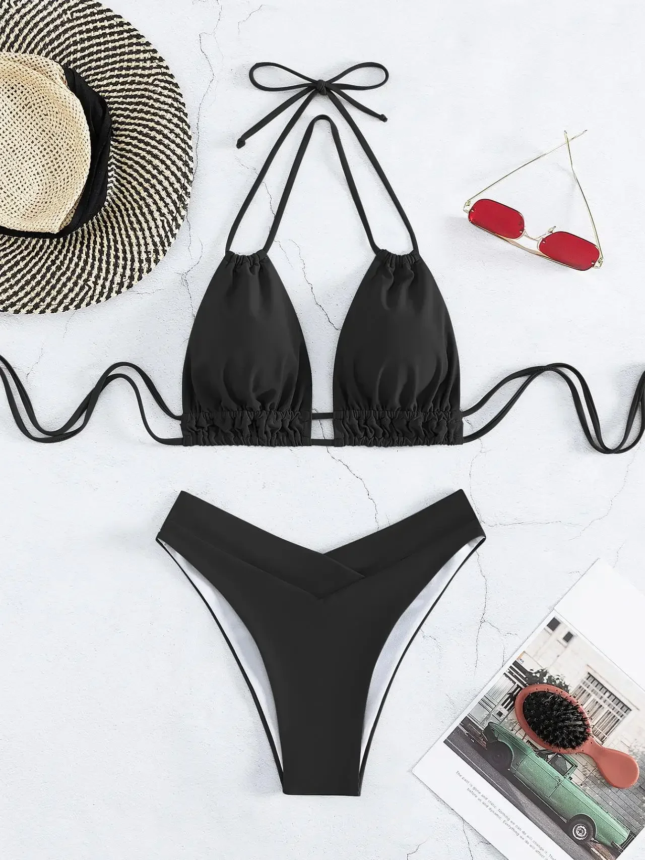 Fashionable Bikini Swimwear Set, Halter Neck Women's Two-piece Swimsuit in Solid Color for Beach Parties Bikinis Set
Fashionable Bikini Swimwear Set, Halter Neck Women's Two-piece Swimsuit in Solid Color for Beach Parties Bikinis Set
