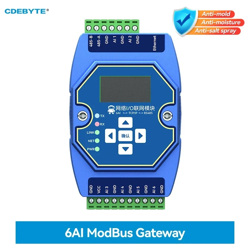 Multi-Channel Analog and Digital Acquisition Control CDEBYTE ME31-XAXX0600 6AI RJ45 RS485 Modbus TCP/IP to RTU Real-Time Display
Multi-Channel Analog and Digital Acquisition Control CDEBYTE ME31-XAXX0600 6AI RJ45 RS485 Modbus TCP/IP to RTU Real-Time Display