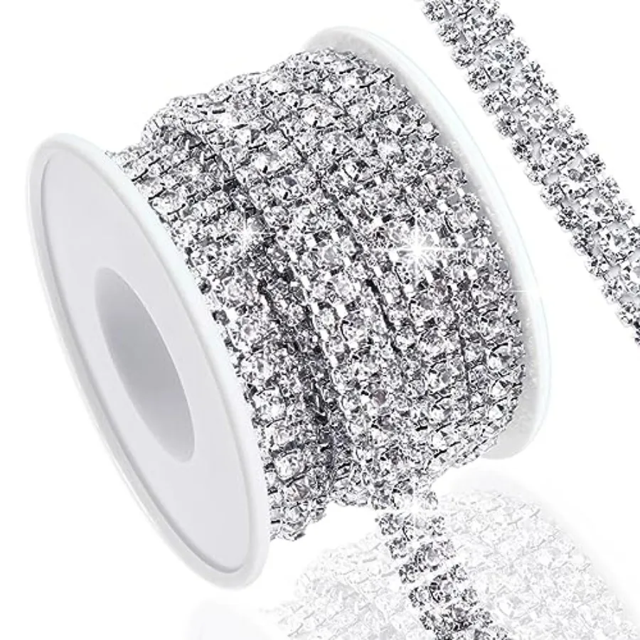 Rows Crystal Rhinestone Chain Trim for Crafts, Silver Crystal Rhinestone Close Chain for Jewelry Making, Wedding Cake, Bouquet,
Rows Crystal Rhinestone Chain Trim for Crafts, Silver Crystal Rhinestone Close Chain for Jewelry Making, Wedding Cake, Bouquet,