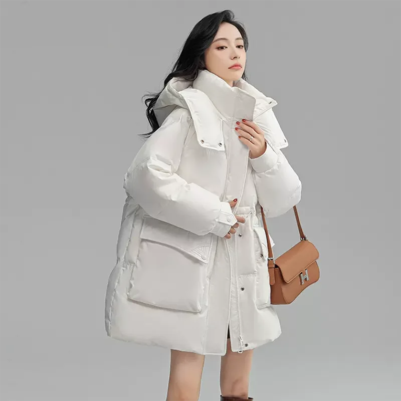 Duck Down Hooded Jacket for Women, Long Loose Overcoat, Warm Parka, Female Outwear, White, New, Winter, 2023
Duck Down Hooded Jacket for Women, Long Loose Overcoat, Warm Parka, Female Outwear, White, New, Winter, 2023