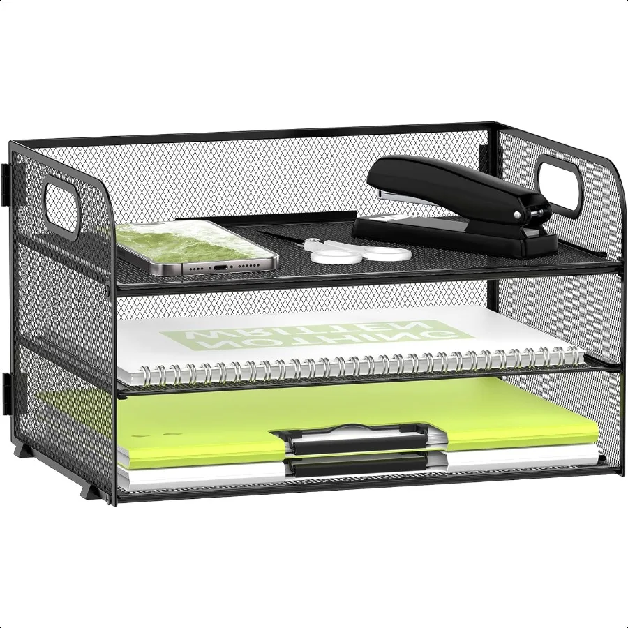 3Tier Paper Organizer with Handle Mesh Desk Organizer Letter Tray Paper Tray Organizer File Organizer for A4 File Folder Black
3Tier Paper Organizer with Handle Mesh Desk Organizer Letter Tray Paper Tray Organizer File Organizer for A4 File Folder Black