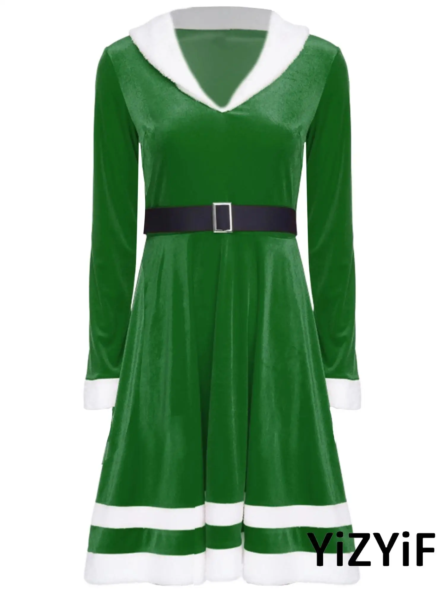 Women Christmas Santa Role Play Dress Contrast Color V-Neck Long Sleeve Cinched Waist Xmas Costume for Halloween Daily Wear
Women Christmas Santa Role Play Dress Contrast Color V-Neck Long Sleeve Cinched Waist Xmas Costume for Halloween Daily Wear