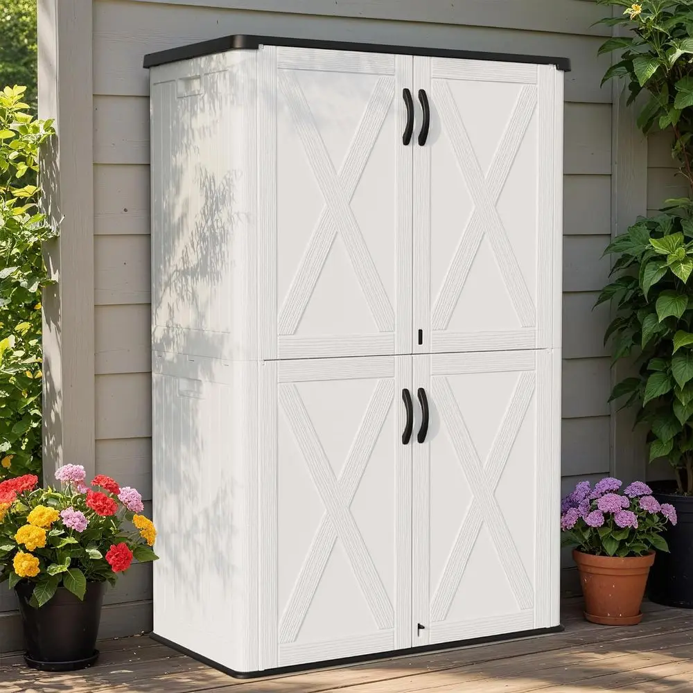 Waterproof Outdoor Deck Box, 50 Cu.ft Lockable Storage Cabinet with UV Protection, White
Waterproof Outdoor Deck Box, 50 Cu.ft Lockable Storage Cabinet with UV Protection, White
