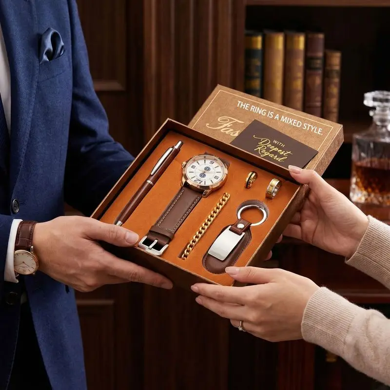 Business gift set: men's watch and ring for dad, boyfriend, husband - Valentine's Day and Christmas gift
Business gift set: men's watch and ring for dad, boyfriend, husband - Valentine's Day and Christmas gift
