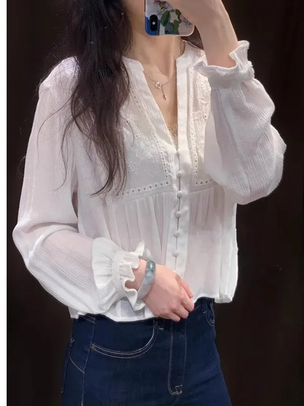 Весна-лето 2024, новинка белого цвета с вышивкой, полый женский топ Faion ort irt, свободный крой, хлопок Bell Sve с v-образным вырезом на пуговицах...
Весна-лето 2024, новинка белого цвета с вышивкой, полый женский топ Faion ort irt, свободный крой, хлопок Bell Sve с v-образным вырезом на пуговицах...