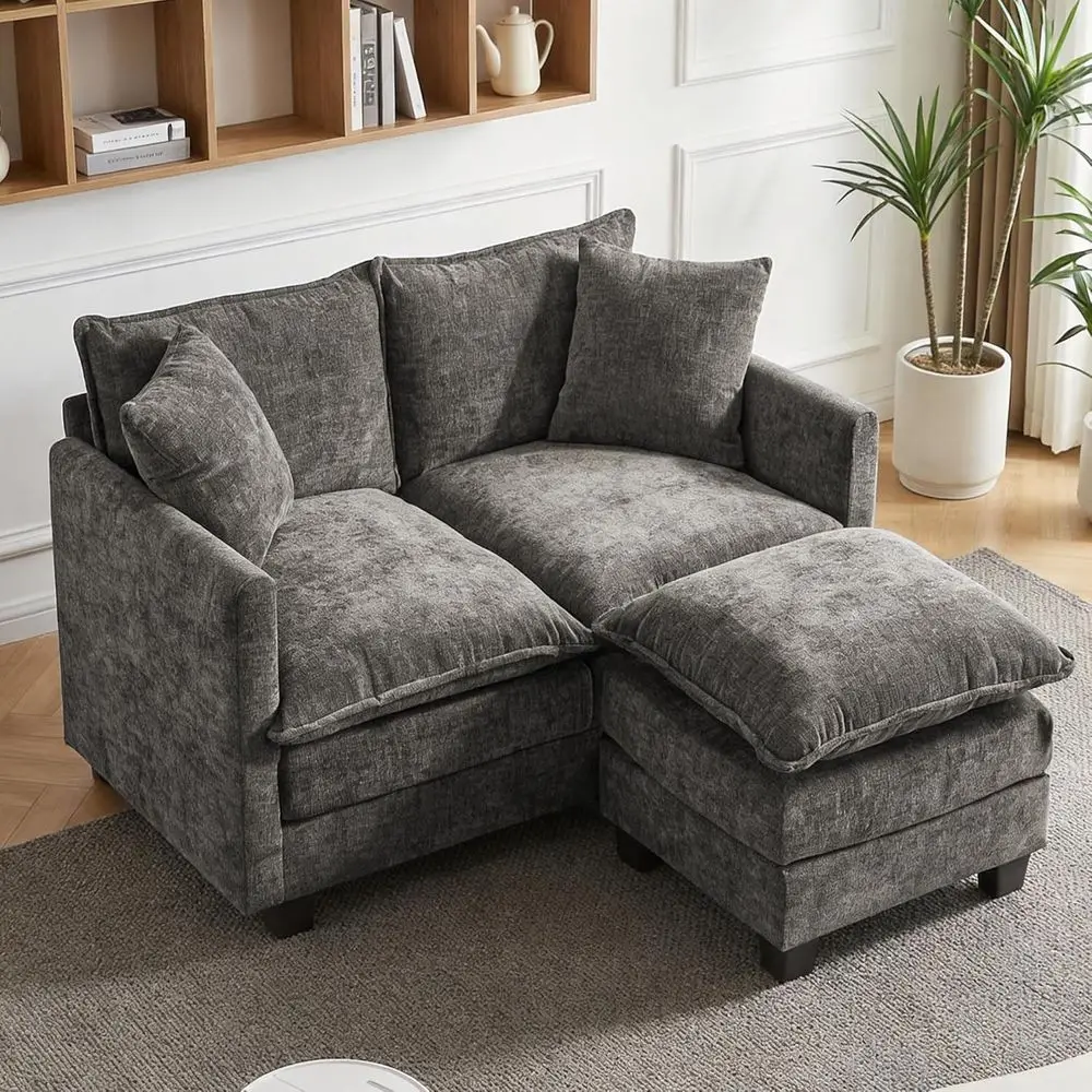 52'' Cloud Sofa with Deep Seat & 2 Pillows, Ideal for Small Spaces, Living Room, Grey Loveseat and Ottoman
52'' Cloud Sofa with Deep Seat & 2 Pillows, Ideal for Small Spaces, Living Room, Grey Loveseat and Ottoman