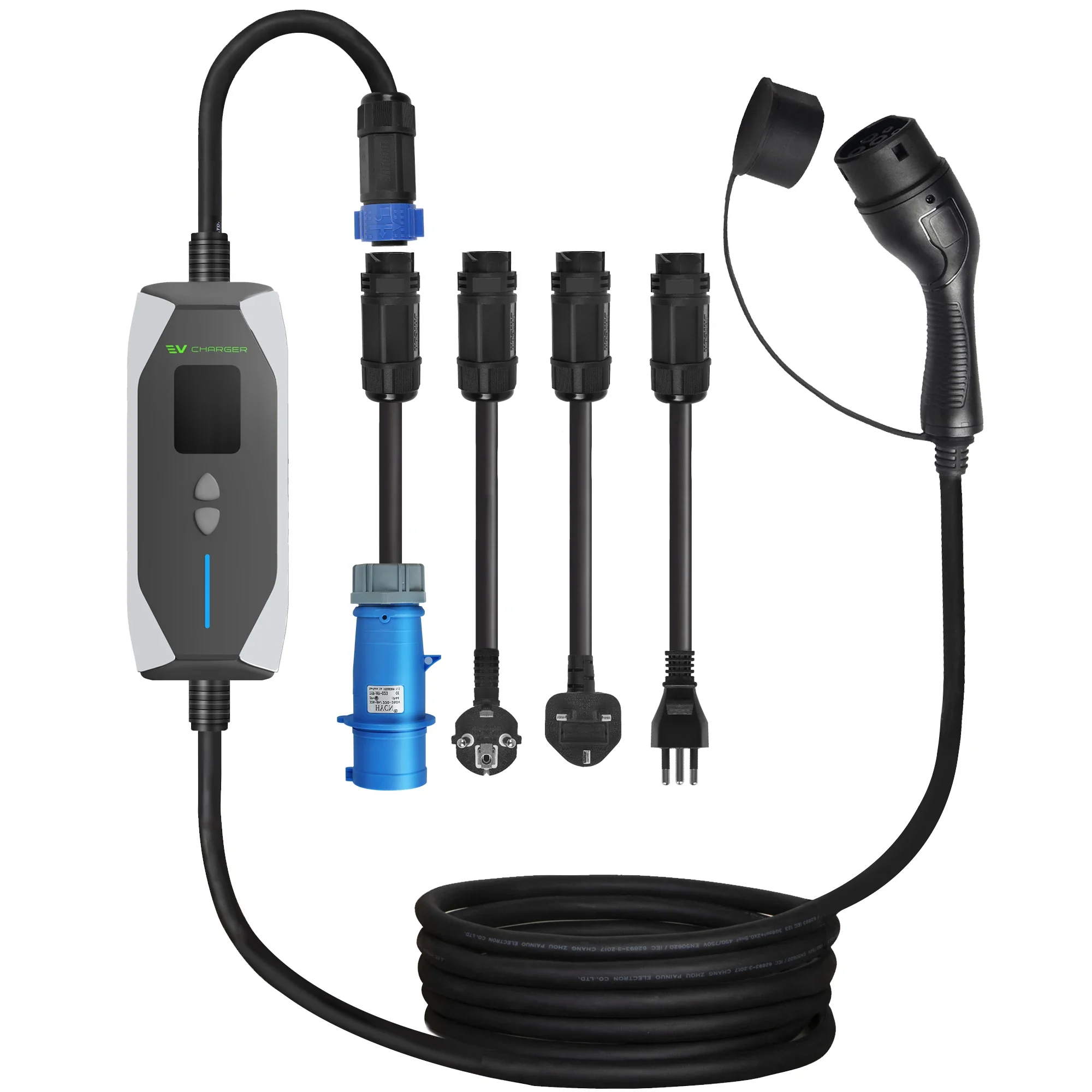 RTS 1phase/ 6-32A/ 7KW Type2 EV Portable Charger With Blue CEE Plug&EU Schuko Plug Level 2 Ev Charger With Multiple Plugs
RTS 1phase/ 6-32A/ 7KW Type2 EV Portable Charger With Blue CEE Plug&EU Schuko Plug Level 2 Ev Charger With Multiple Plugs