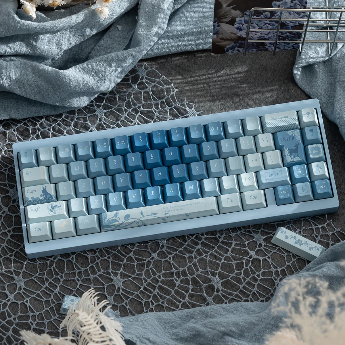 Original more than rose mechanical keyboard keycaps blue customized large full set of PBT hot sublimation original height
Original more than rose mechanical keyboard keycaps blue customized large full set of PBT hot sublimation original height