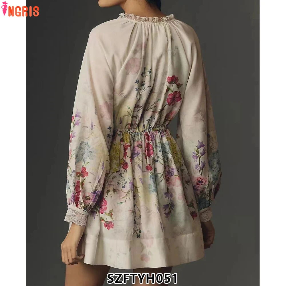 Women's Dress Midi Length V Neck Flower Rendering Pattern Lace Decoration Lady Girl Fashion Clothing-SZFTYH051
Women's Dress Midi Length V Neck Flower Rendering Pattern Lace Decoration Lady Girl Fashion Clothing-SZFTYH051
