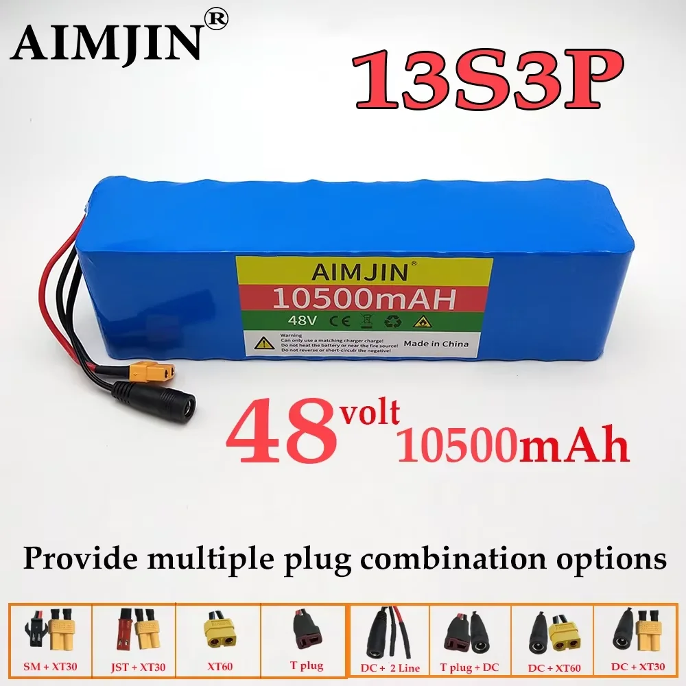 48V E-Bike Battery 13S3P 10.5Ah 18650 Rechargeable Lithium Pack for Electric Scooter Bicycle 1000W BMS + 54.6V Charger
48V E-Bike Battery 13S3P 10.5Ah 18650 Rechargeable Lithium Pack for Electric Scooter Bicycle 1000W BMS + 54.6V Charger