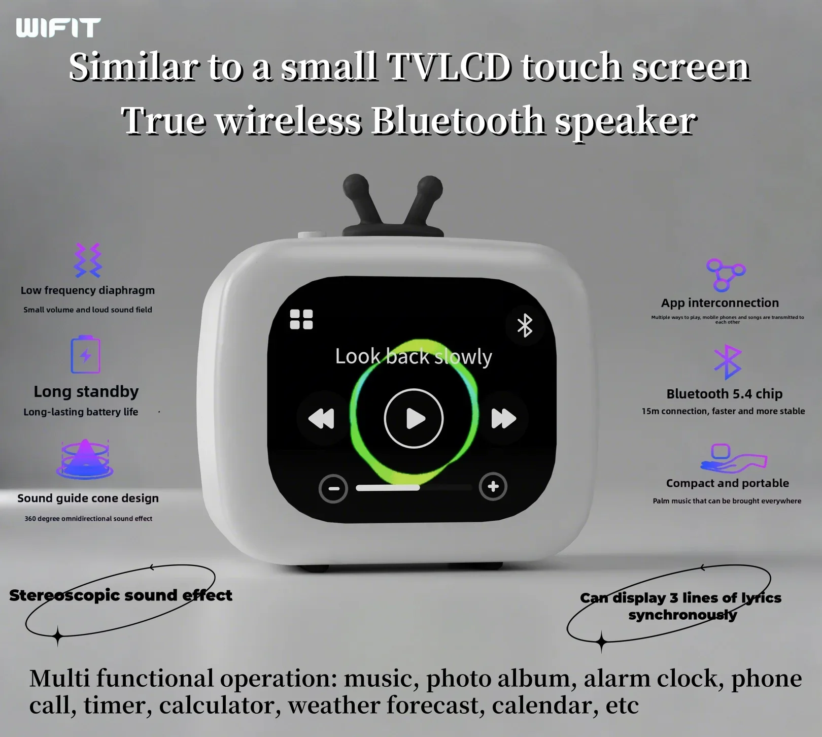Портативный мини-многофункциональный Bluetooth-динамик, музыкальный альбом, будильник, таймер/калькулятор вызова, погодный календарь, управление через приложение
Портативный мини-многофункциональный Bluetooth-динамик, музыкальный альбом, будильник, таймер/калькулятор вызова, погодный календарь, управление через приложение